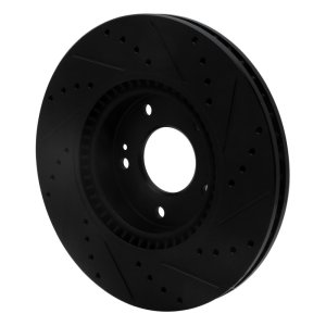 Hyundai CRETA Brake Rotor (1) - Front Left - R1 Concepts - Drilled & Slotted - Black - `05-`24